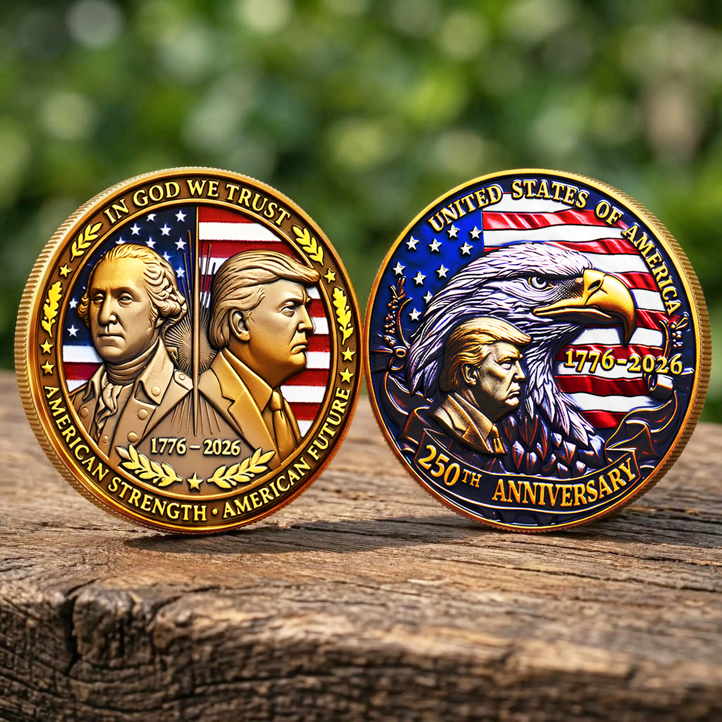 In God We Trust Commemorative Coin, Trump & Washington 250th Anniversary Coin 685794