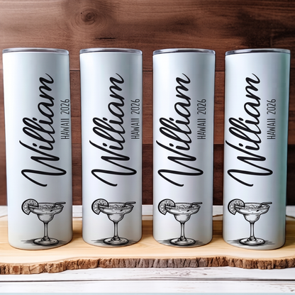 Personalized Summer Beach Trip Tumbler | Custom Name Pool & Cruise Skinny Tumbler 685517
