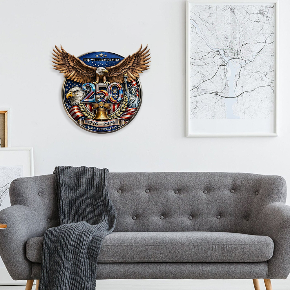 USA 250 Years Anniversary Metal Sign | Patriotic American Eagle Wall Decor 684717