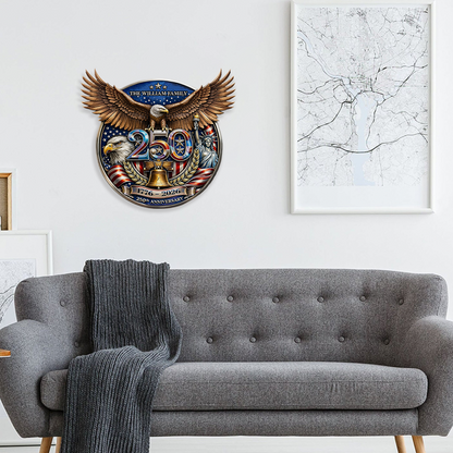 USA 250 Years Anniversary Metal Sign | Patriotic American Eagle Wall Decor 684717