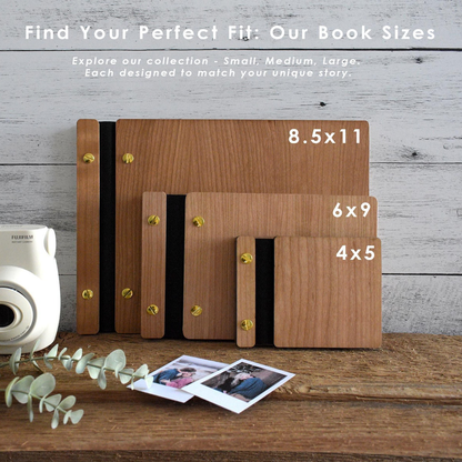 Custom Photo Father's Day Mini Keepsake Photo Book, Handcrafted Wooden Cover, Personalized Gift For Dad 685028