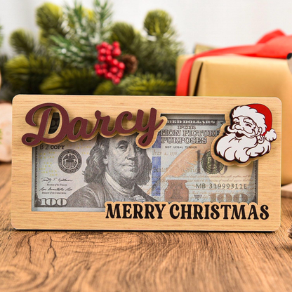 Personalized Christmas Money Holder, Custom Name Reindeer Santa Bill Holder, Holiday Gift For Family 686240 WFD