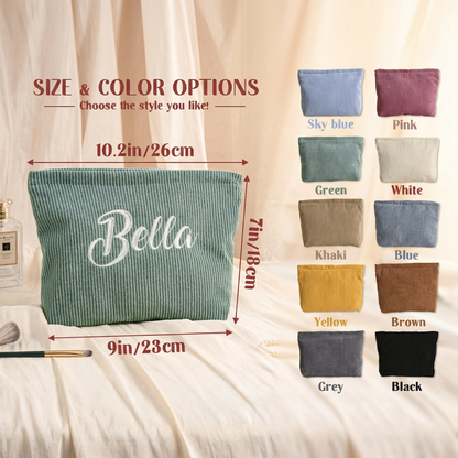 Personalized Corduroy Makeup Bag | Custom Name Makeup Bag Gift For Women | Mother's Day Gifts Bag 684741