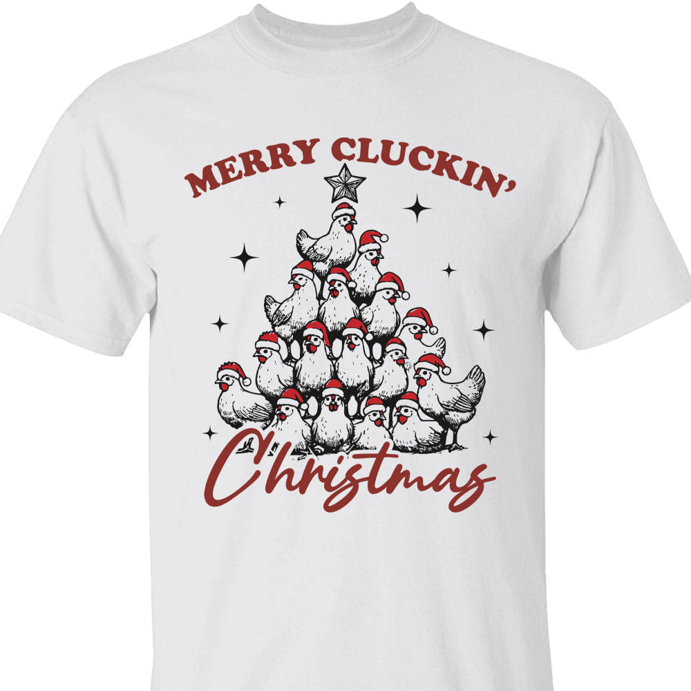 Merry Cluckin' Christmas Shirt, Christmas Farmhouse Sweater, Funny Trendy Merry Christmas Chickens Sweatshirt T1657