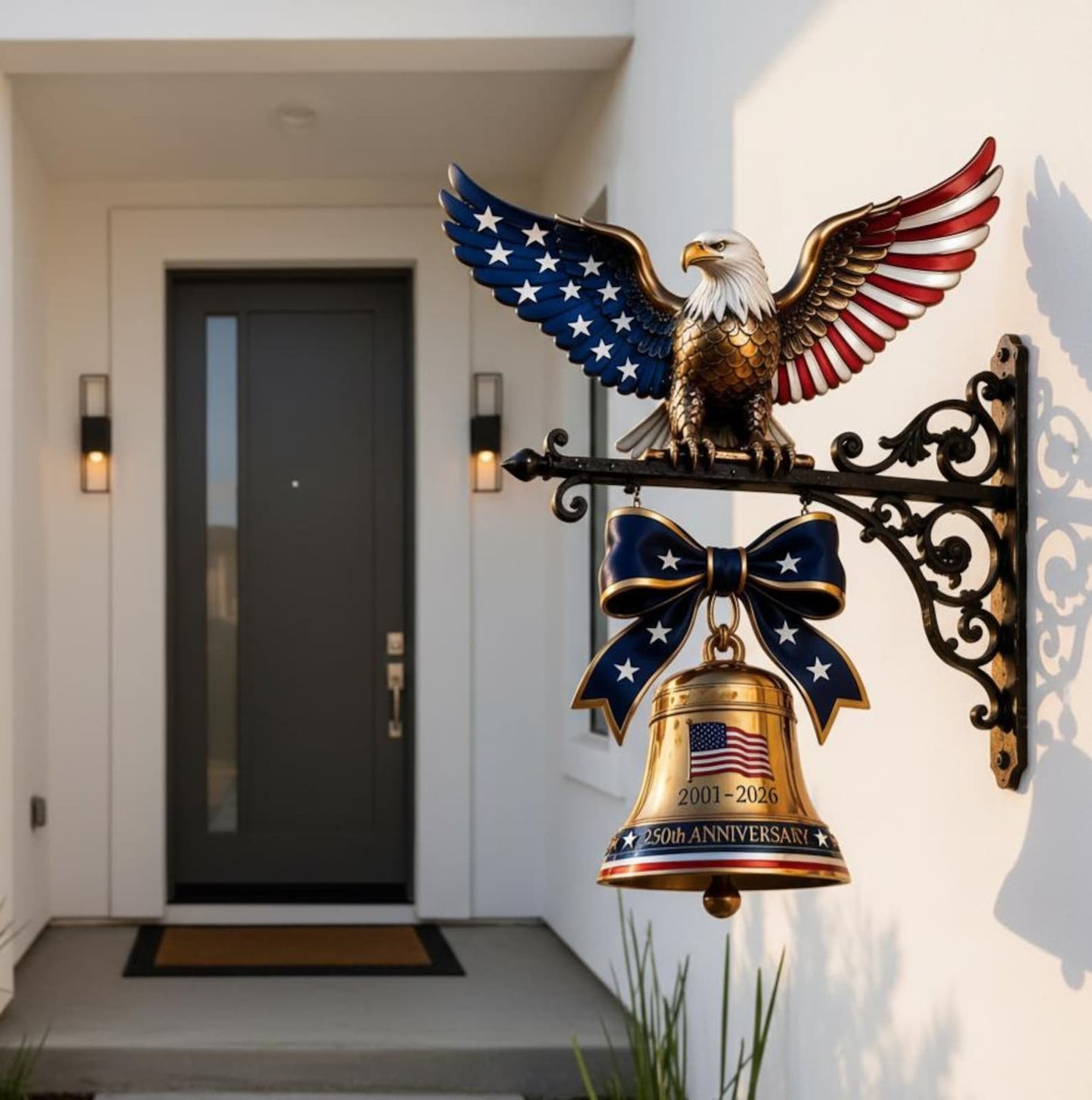 USA 250th Anniversary Wall Bell, Patriotic Freedom Eagle Doorbell, 4th Of July Gift 685286