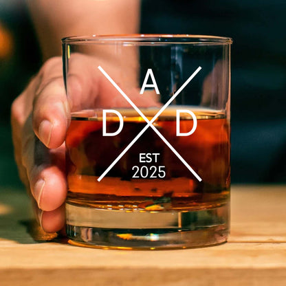 New Dad Whisky Glass With EST Year | Custom First Time Dad Gift | Personalized Whisky Glass for Father’s Day, Established Daddy Drinkware 682258