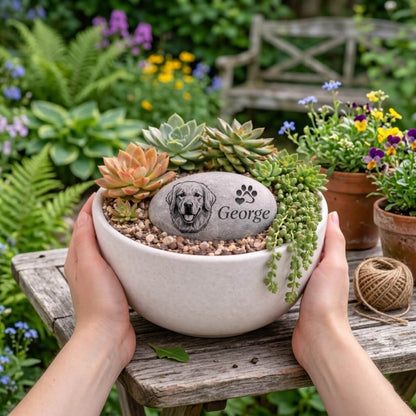 Custom Pet Photo Memorial Garden Stone, Personalized Pet Sympathy Stone, Gift For Dog And Cat Lovers 685451 WFD