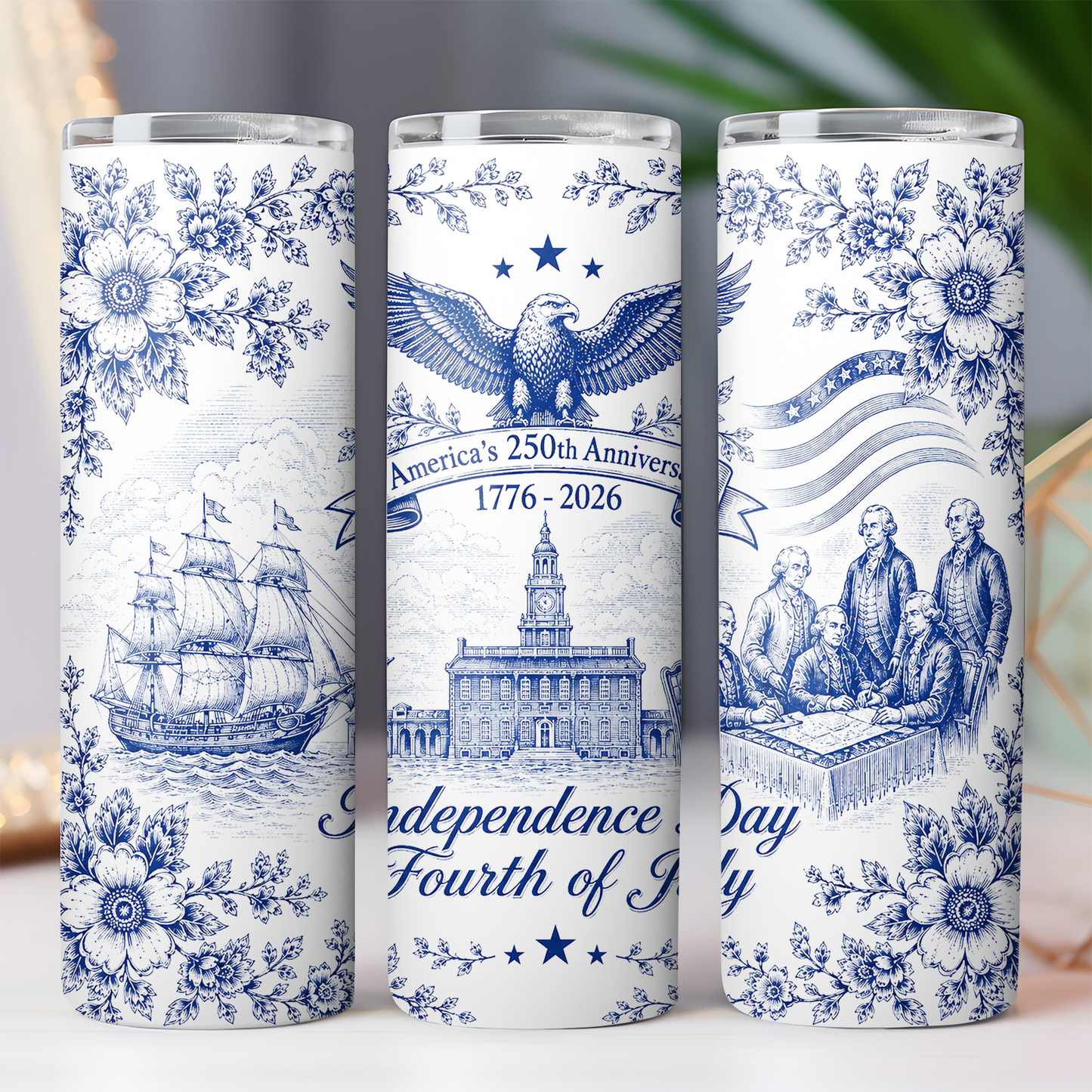Personalized 250 Years Anniversary Tumbler | Patriotic Semiquincentennial 1776-2026 Skinny Tumbler 685035