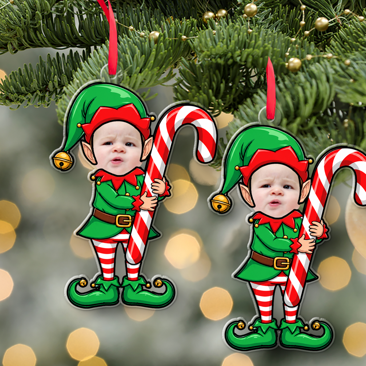 Custom Photo Baby Christmas Acrylic Ornament, Personalized Baby Elf Ornament, Gift For Family 686212