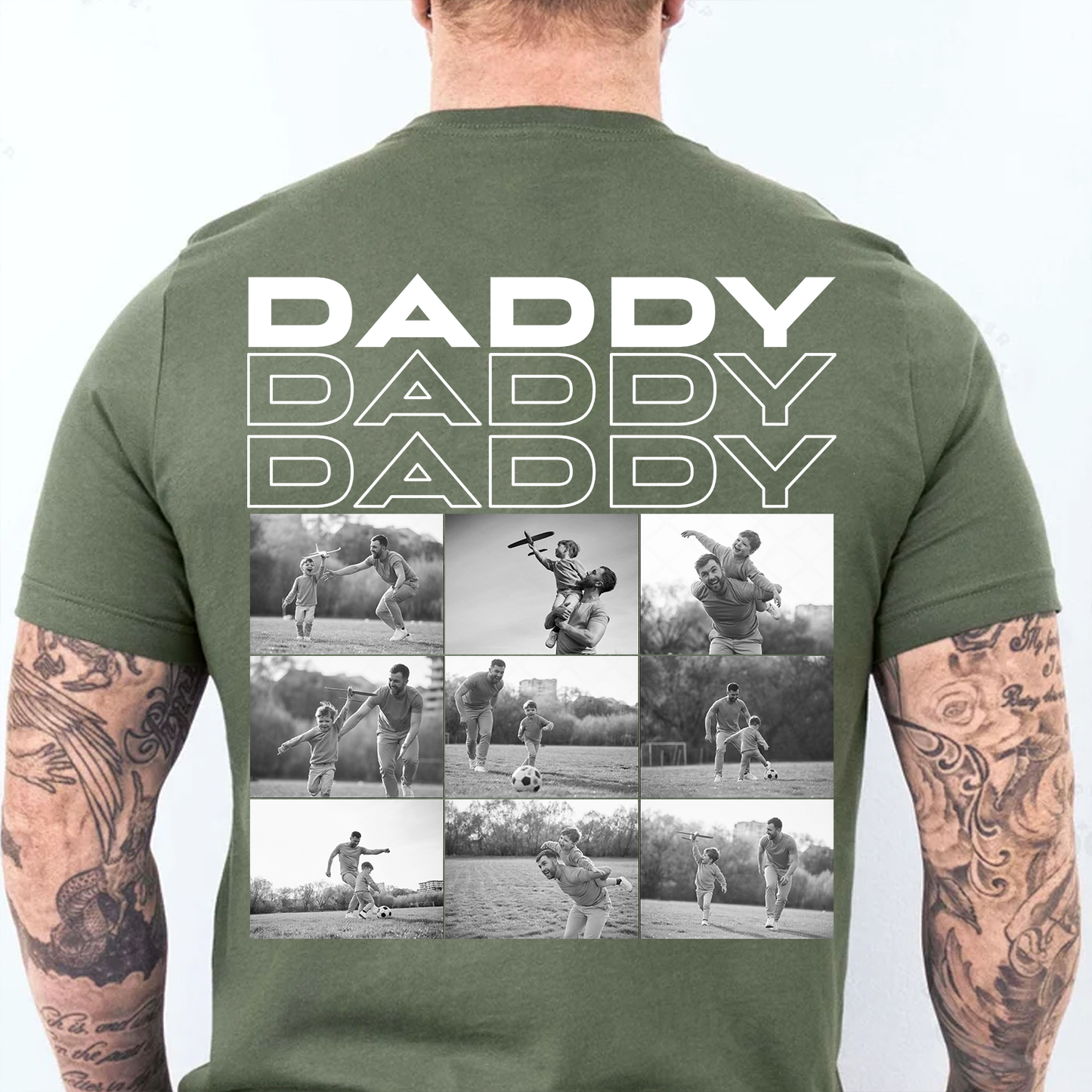 Personalized Daddy Backside Shirt, Custom Photo Father’s Day Dark Tee, T-Shirt Gift For Dad 685058