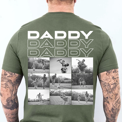 Personalized Daddy Backside Shirt, Custom Photo Father’s Day Dark Tee, T-Shirt Gift For Dad 685058