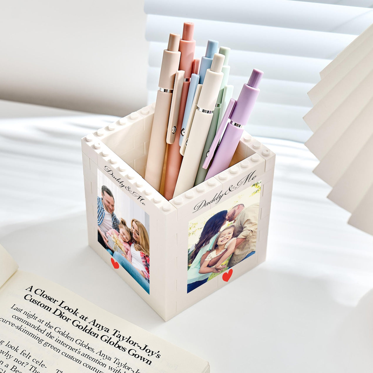Custom Photo Daddy & Me Block Pencil Pot For Dad | Father’s Day Gift | Personalized Building Block Keepsake 685023