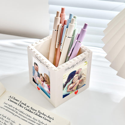Custom Photo Daddy & Me Block Pencil Pot For Dad | Father’s Day Gift | Personalized Building Block Keepsake 685023