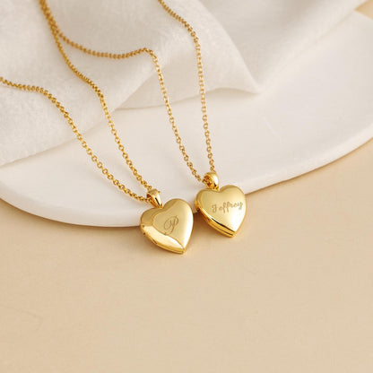 Personalized Heart Locket Necklace, Custom Photo Love Locket With Engraving, Memorial Anniversary Gift 685537 WFD