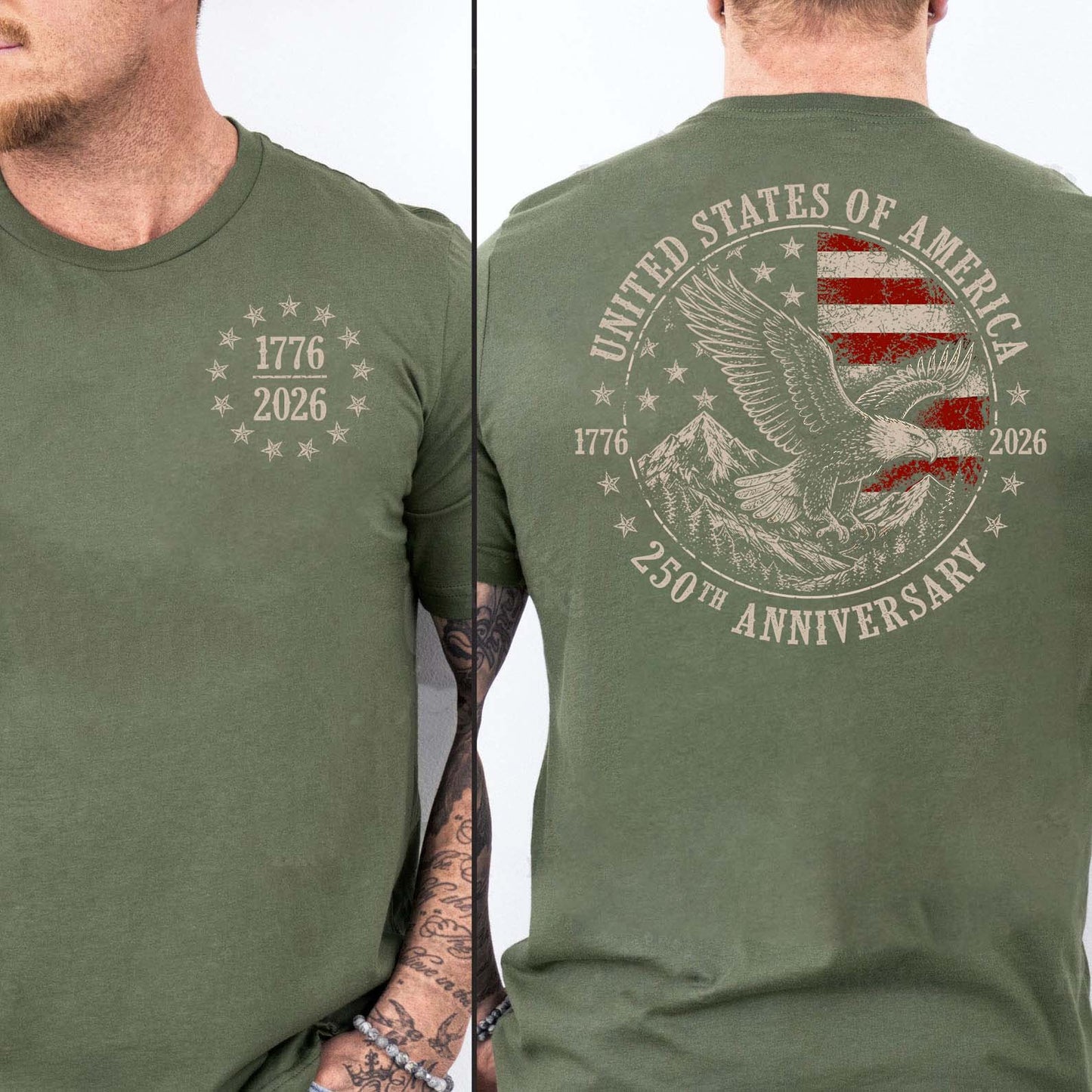 USA 250th Anniversary Pocket & Back Dark Shirt, Vintage Eagle Flag Tee, Patriotic 4th Of July Gift 685391