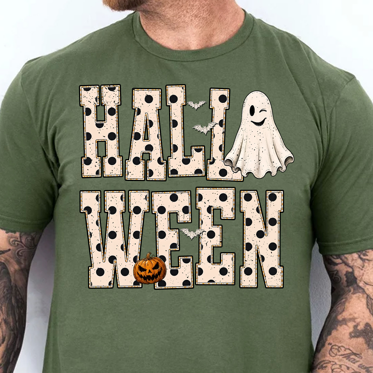Retro Halloween White Dots Dark Shirt, Vintage Ghost Tee, Halloween Gift For Men & Women 686054