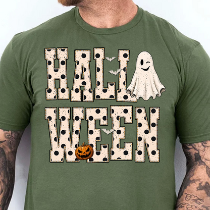 Retro Halloween White Dots Dark Shirt, Vintage Ghost Tee, Halloween Gift For Men & Women 686054