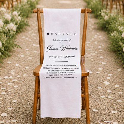 Personalized Memorial Wedding Chair Sign | Custom Name Reserved Banner For Loved Ones | Wedding Aisle Decor 685603