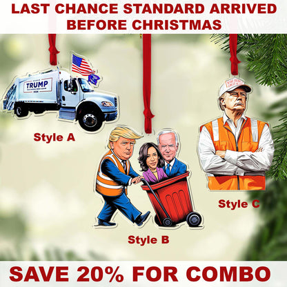 Trump Make America great Again 2024 Ornament, Trump Garbage Truck Acrylic Ornament | Perfect for Car & Christmas Tree Decor T1743 - GOP