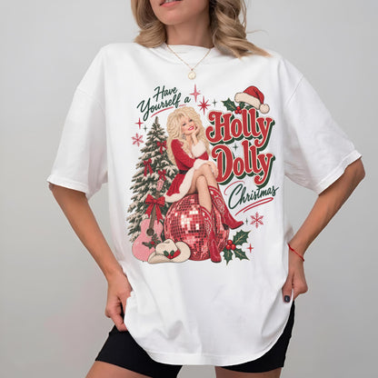 Have Yourself A Holly Dolly Christmas Bright Shirt, Vintage Country Music Tee, Gift For Dolly Parton Fans 686119 WFD