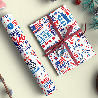 Celebrate USA 250th Anniversary Wrapping Paper, 1776-2026 Patriotic Gift Wrap, Christmas Decor Gift 686221