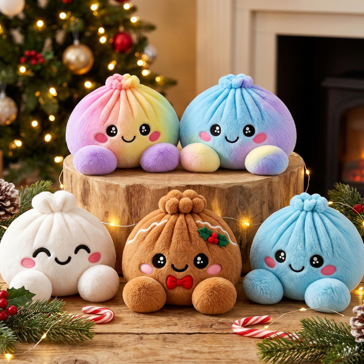 Personalized Christmas Plush Fabric Stress Relief Bun Squishy Pillow, Cute Dumpling Plush Gift For Kid 686906 WFD