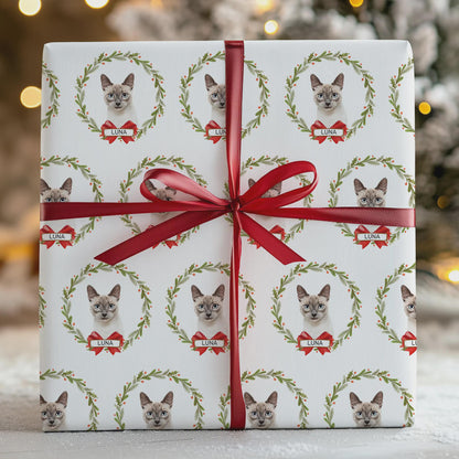 Custom Pet Photo Christmas Wrapping Paper, Personalized Holiday Wrap, Gift For Pet Lover 686502 WFD