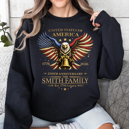 Custom Family Name America 250 Years Anniversary Dark Shirt | Patriotic Eagle Shirt 684544
