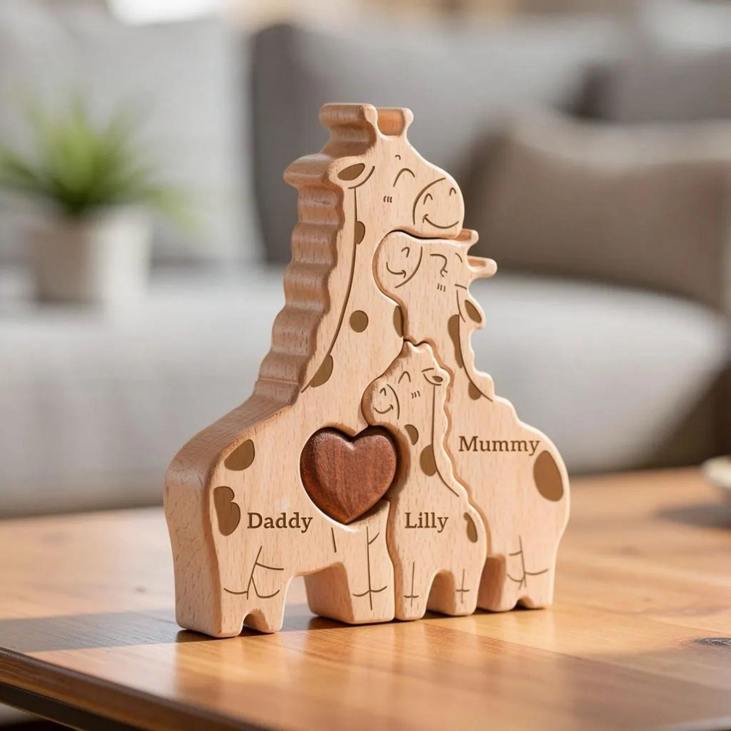 Personalized Giraffe Family Puzzle | Custom Name Hugging Giraffe Family Puzzle | Family Keepsake Gift 684693