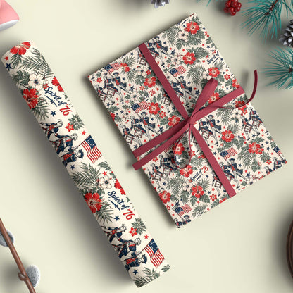 USA 250th Anniversary Wrapping Paper, Spirit Of 76 Patriotic Christmas Gift Wrap 685190