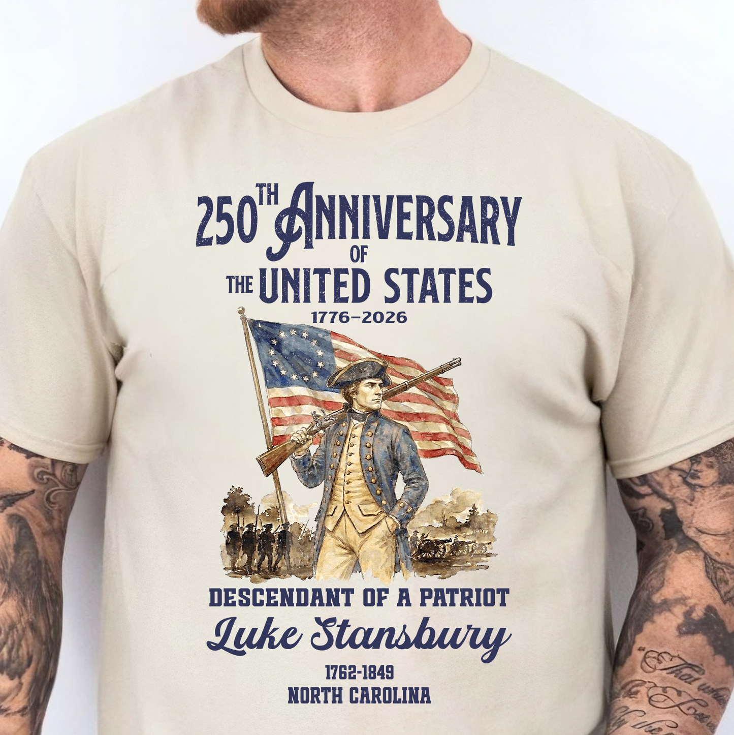 Custom USA 250th Descendant Of Patriot Bright Shirt | Patriotic Tee - Semiquincentennial Gift 684482