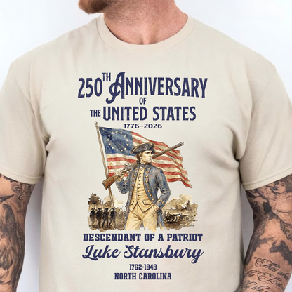 Custom USA 250th Descendant Of Patriot Bright Shirt | Patriotic Tee - Semiquincentennial Gift 684482