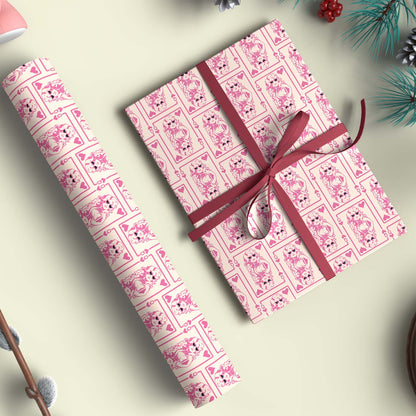 Retro Pink Queen Of Hearts Dolly Parton Wrapping Paper, Country Music Tribute Paper, Christmas Gift Wrap For Dolly Fan 686347