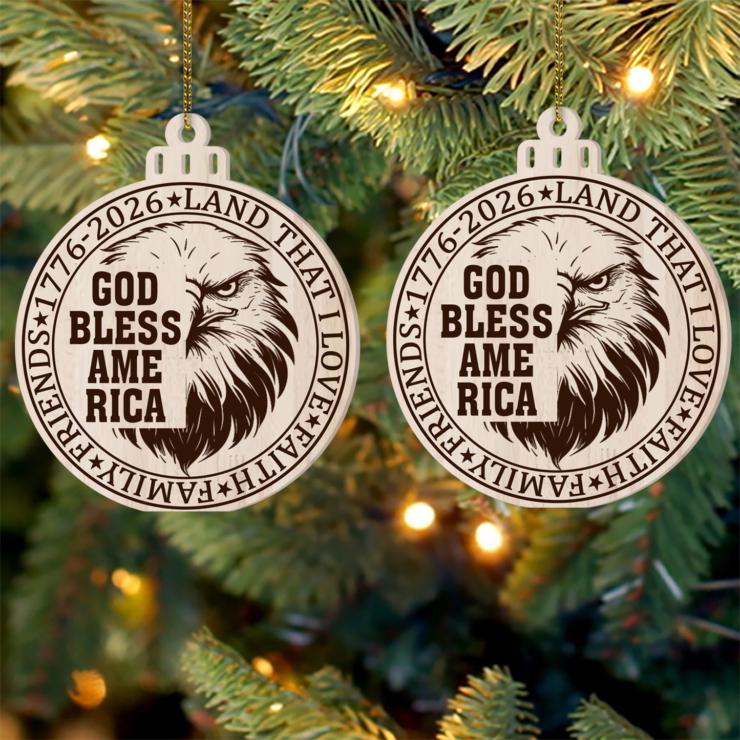 God Bless America Ornament | 250 Years Ornament | 250th Anniversary United States Wooden Patriotic Ornament | America 1776–2026 Gift 683585