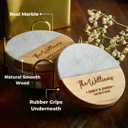 Personalized Wedding Ceramic Coaster | Custom Name Coaster Gift For Couples 684760