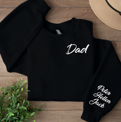 Personalized Dad Sweatshirt With Kids’ Names on Sleeve | Custom EST Year Father’s Day Gift For New Dad, Daddy Sweater 682242