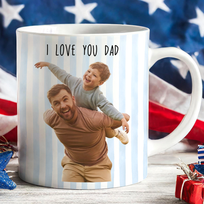 Custom Photo I Love You Dad Mug, Personalized Father's Day White Mug Accent Mug 685019