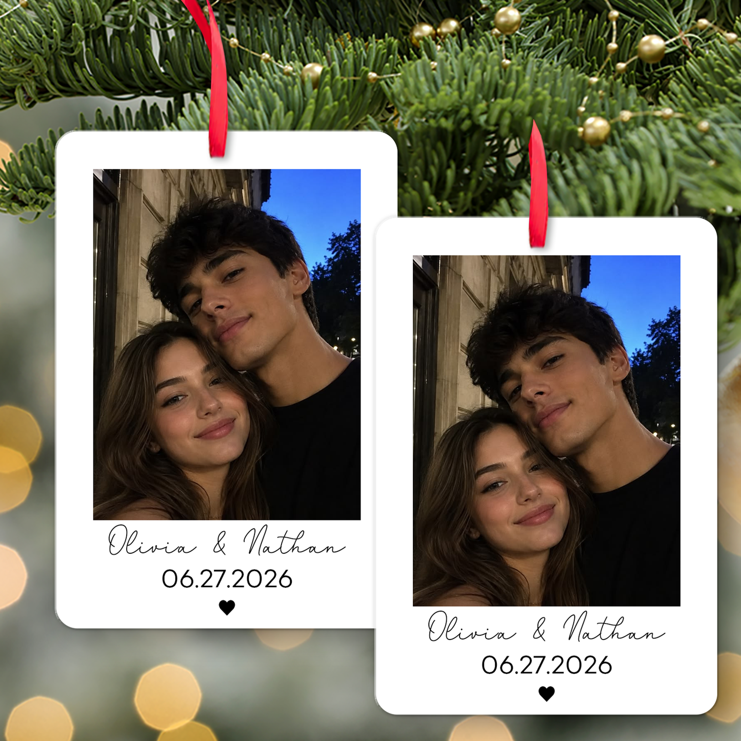 Custom Couples Photo Acrylic Ornament, Personalized Christmas Ornament, Couple Keepsake Gift 684207