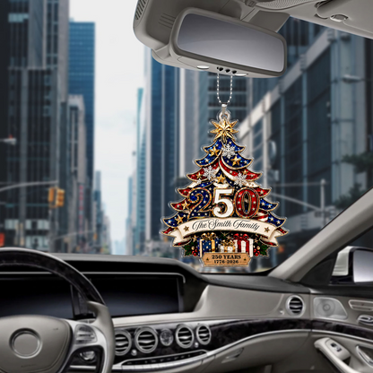 Personalized America 250th Anniversary Car Ornament, Patriotic Family Acrylic Ornament, USA Christmas Decor 685752
