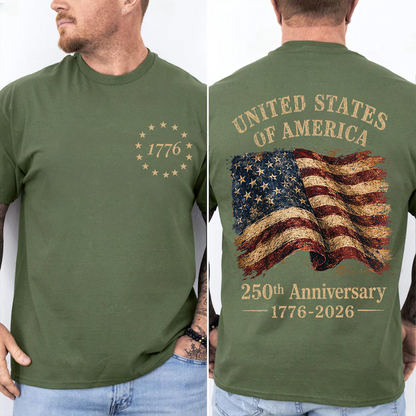 USA 250th Anniversary Pocket & Back Dark Shirt, Vintage USA Flag Tee, Patriotic 4th Of July Gift 685404