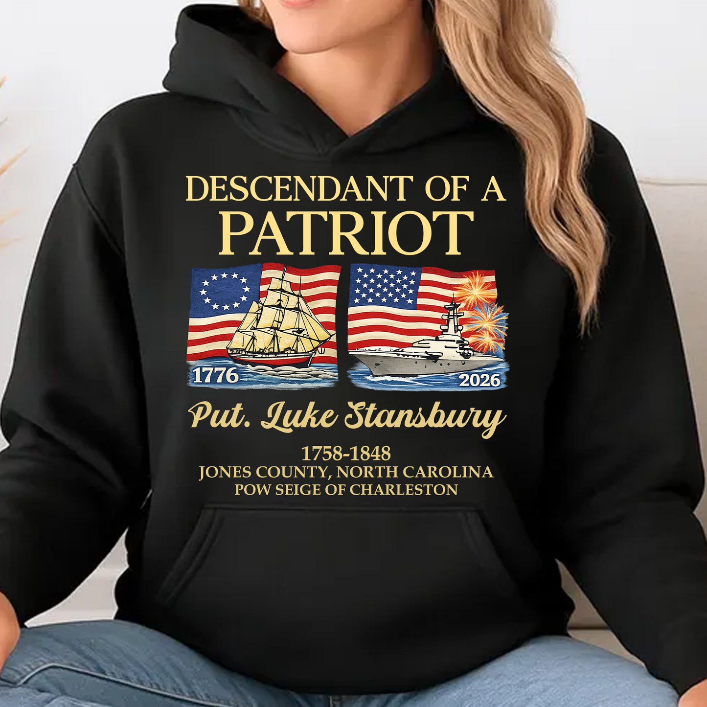 Custom Name Descendant Of A Patriot Dark Shirt | Patriotic Tee Gift For 250 Years Anniversary 684614