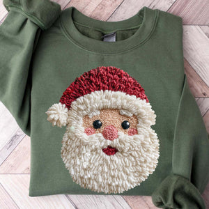 Christmas Faux Crochet Santa Sweatshirt | Faux Yarn Santa Christmas Shirt 683325