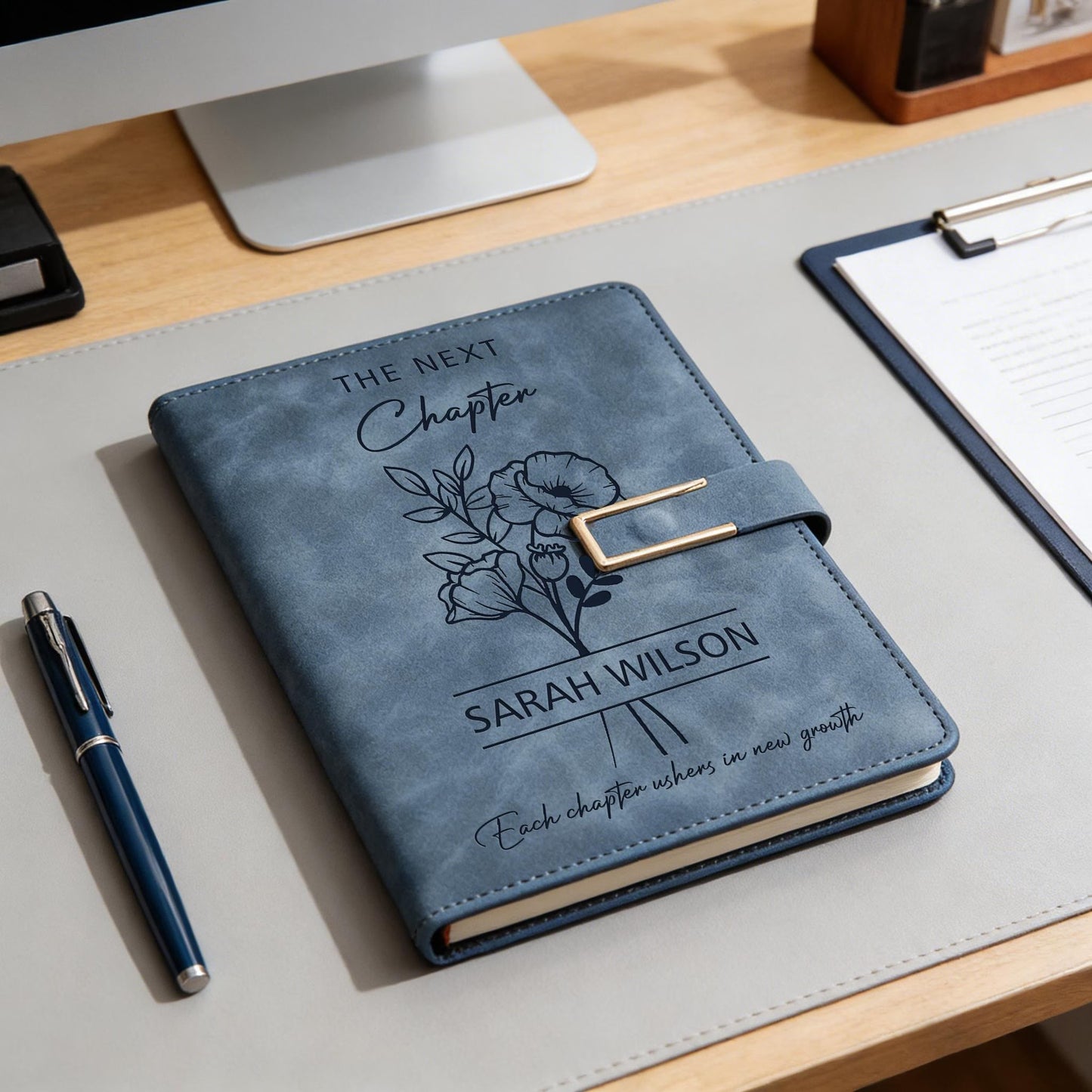 Personalized The Next Chapter Leather Notebook, Engraved Leather Notebook Set Gift For Graduation 684866