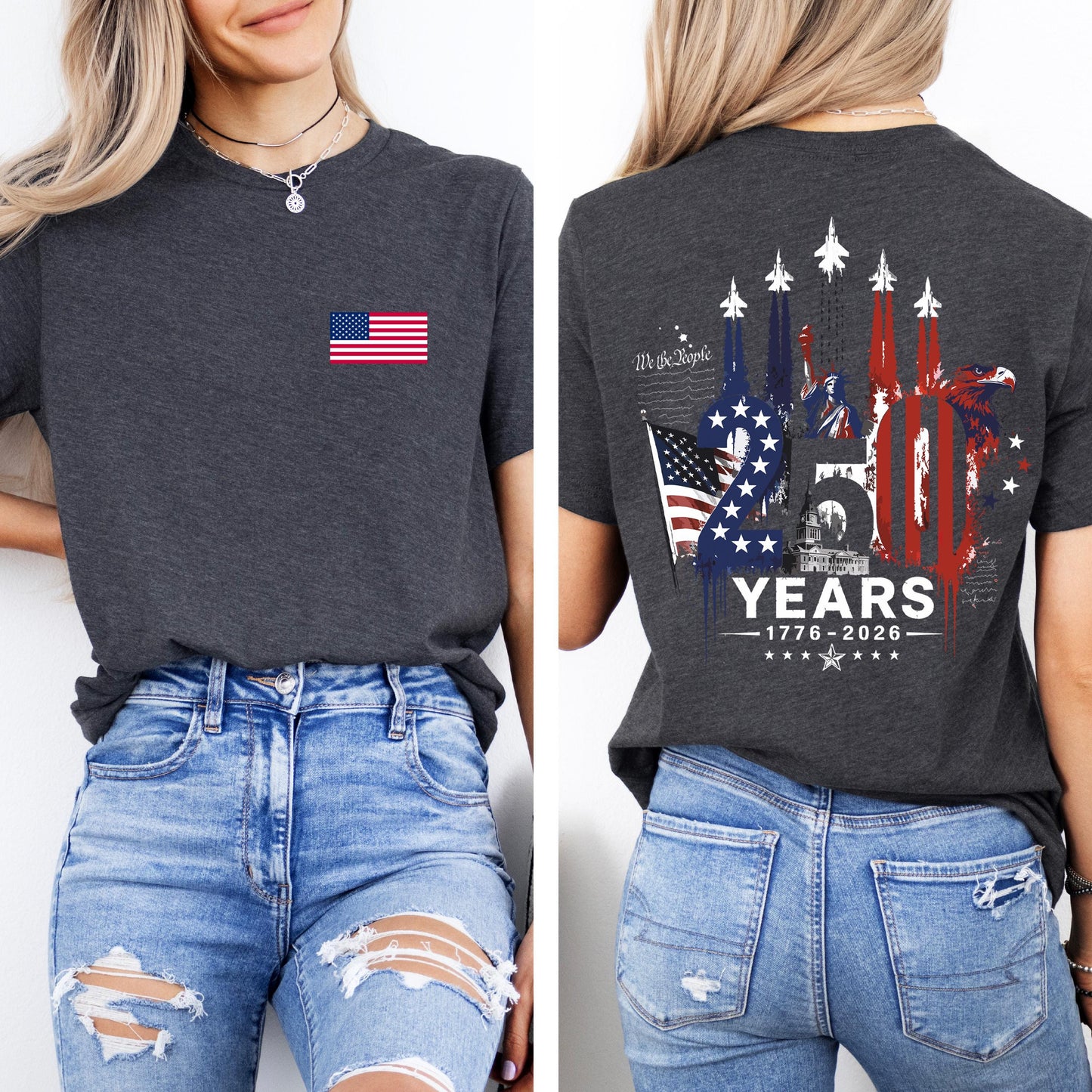 USA 250th Anniversary Pocket & Back Dark Shirt, 1776-2026 Fighter Jet Tee, Patriotic 4th Of July Gift 685274 WFD