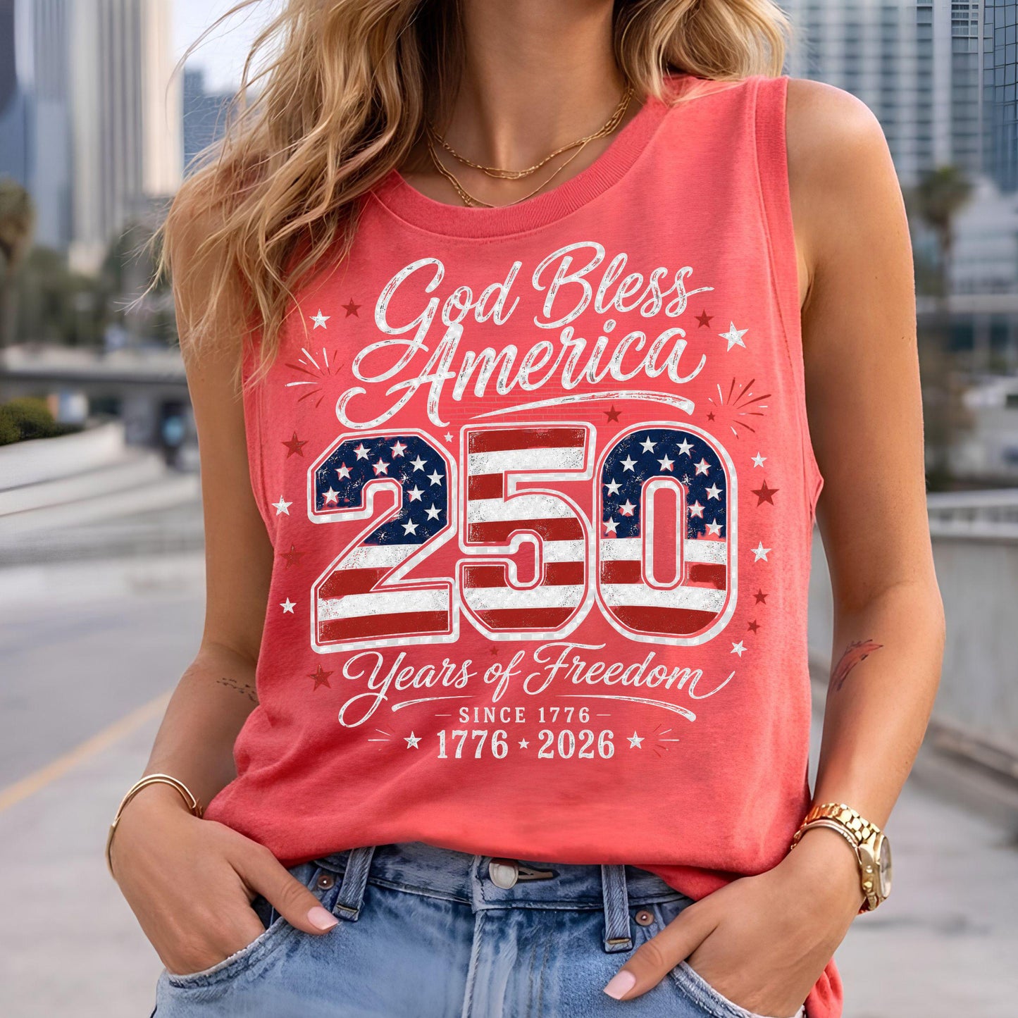 God Bless America - 250 Years Of Freedom Tank Top, Patriotic 1776-2026 USA 250th Anniversary Tank Shirt 685236