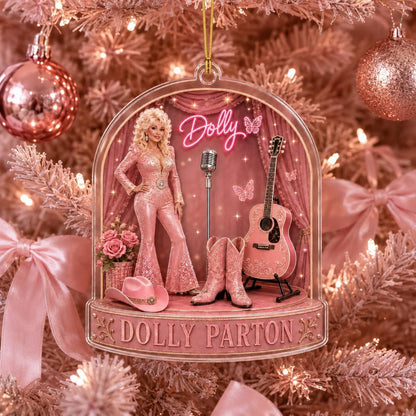 Dolly Parton Memorial Acrylic Ornament, Pink Country Music Tribute Christmas Decor 686101 WFD