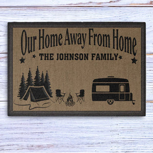 Our Home Away From Home Personalized Custom RV Camping Doormats H595