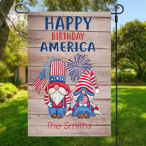 Happy Birthday America Flag 4th Of July Personalized Custom Garden Flag H368