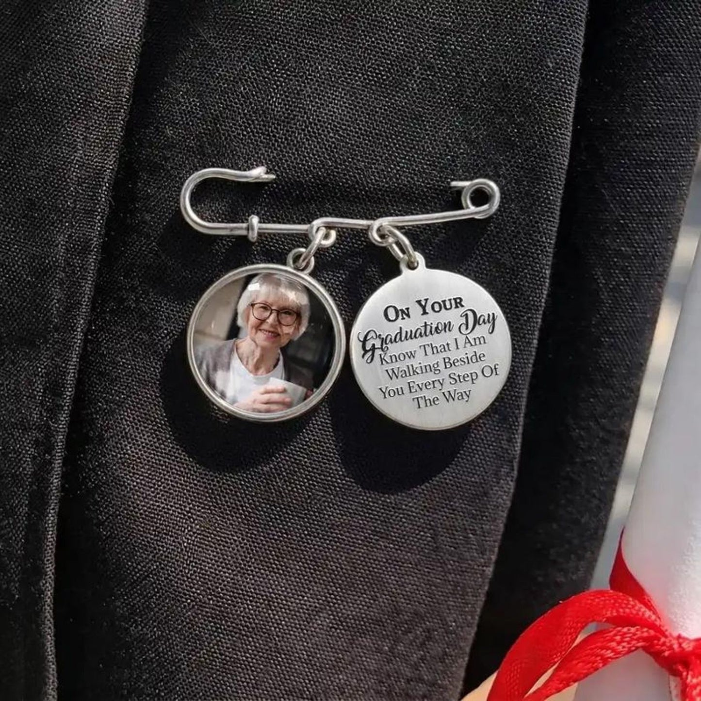Graduation Walking Beside You | Personalized Memorial Graduation Pin | Memorial Pin | Custom Photo Charm 684856