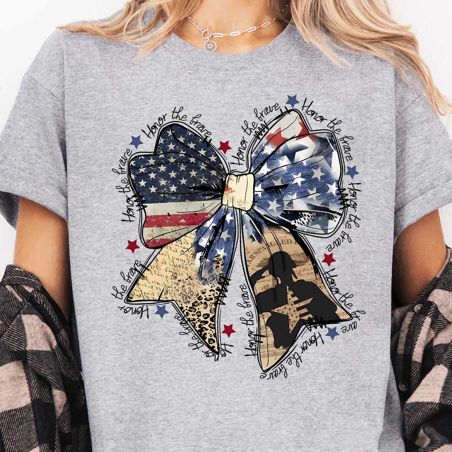 Honor The Brave Shirt | Coquette American T-Shirt | Memorial Coquette Bow Shirt | 4th of July Shirt | Independence Day Tee 682311